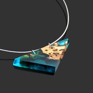 Handmade Wood Resin Triangle Necklace, Burl Wood, Modernist Pendant - Etsy