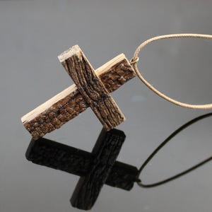 Driftwood Cross Necklace - Boho Wooden Man Cross Pendant - Rustic crucifix - Religious Jewelry - Gift For Man - Wood Cross Jewelry image 6