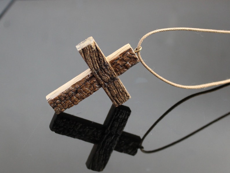Driftwood Cross Necklace - Boho Wooden Man Cross Pendant - Rustic crucifix - Religious Jewelry - Gift For Man - Wood Cross Jewelry image 6