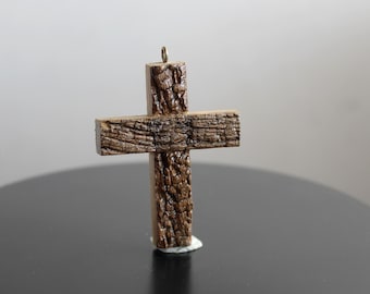 Driftwood Cross Necklace - Boho Wooden Man Cross Pendant - Rustic crucifix - Religious Jewelry - Gift For Man - Wood Cross Jewelry