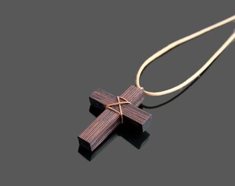 CLISPEED Collana Croce in Legno Naturale su Corda