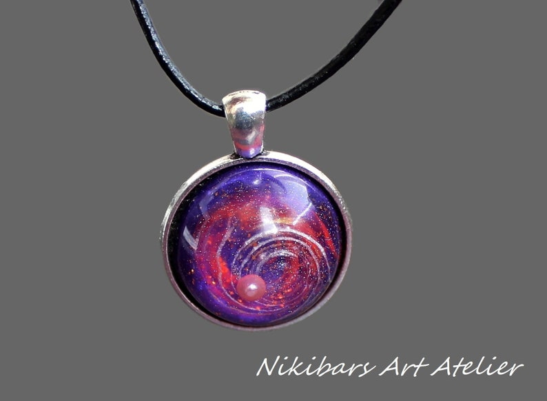 Galaxy Sphere Necklace Galaxy pendant Galaxy Sphere Necklace Cosmos Pendant Cosmos Necklace Resin Art Jewelry 3D Resin Necklace image 1