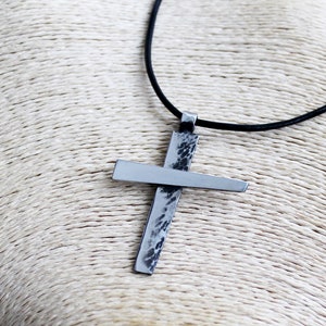 Wrought Steel Cross Stainless Steel Cross Hammered Cross Necklace ...