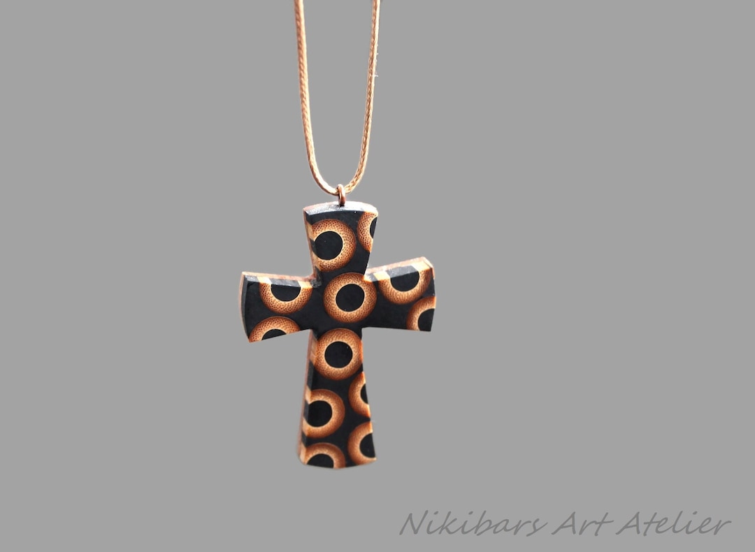 Bamboo Cross Necklace – Resin Wood Pendant, Boho Style - Etsy