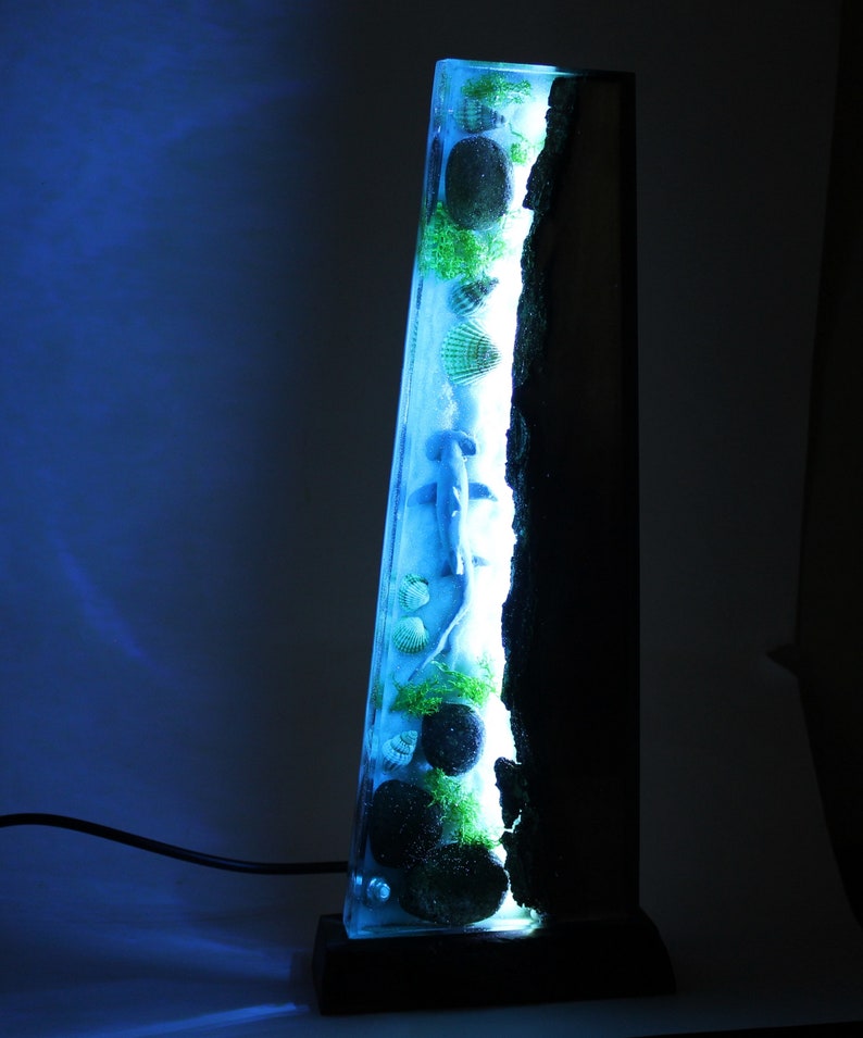 Sea Bottom Lamp, Shark Night Light, Ambient Ocean Lamp, Shark Diorama, Seabed Lamp, Underwater Decor, Ambient Night Light, Decorative Lamp image 6