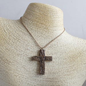 Driftwood Cross Necklace - Boho Wooden Man Cross Pendant - Rustic crucifix - Religious Jewelry - Gift For Man - Wood Cross Jewelry image 9