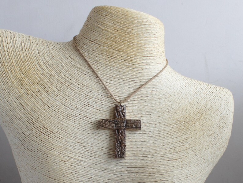 Driftwood Cross Necklace - Boho Wooden Man Cross Pendant - Rustic crucifix - Religious Jewelry - Gift For Man - Wood Cross Jewelry image 9