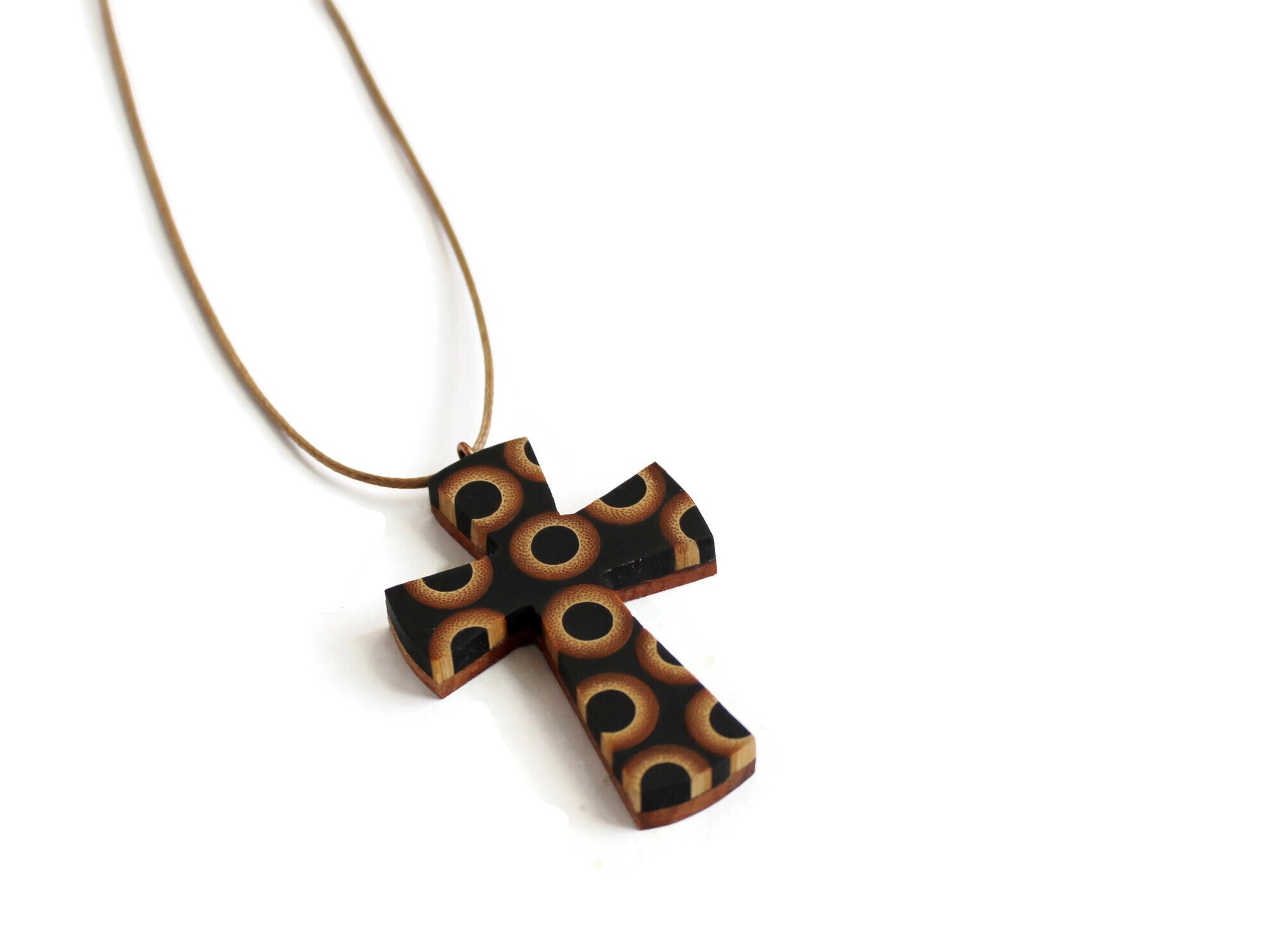 Bamboo Cross Necklace – Resin Wood Pendant, Boho Style - Etsy