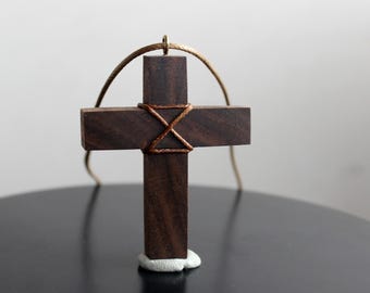 Wood Cross Necklace - Wooden Cross Pendant - Cross pendant for man - Wood Cross Jewelry - Man Wood Cross Necklace - Rustic Cross Necklace