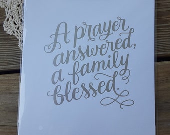 A Prayer Answered, A Family Blessed, Nursery Letterpress Print, 8 x 10, Wall Art, Baby Boy, Baby Girl, Kid's Room Decor, Nursery Wall Print