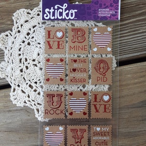 Liefde postzegel stickers, postzegel stickers, Valentijnsstickers, EK Succes