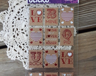 Love Postage Stamp Stickers, Postage Stamp Stickers, Valentine Stickers, EK Success