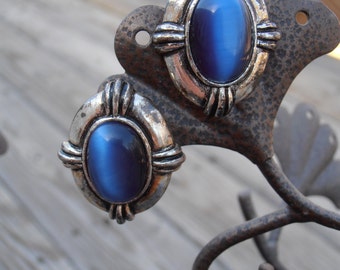 Vintage Blue Avon Cabochon Post Pierced Earrings