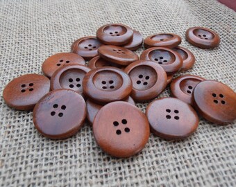 10 Wooden Buttons - Dark