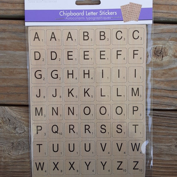 Scrabble Tile Stickers, Chipboard, Letter Tile Stickers, Board Game, Forever in Time