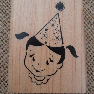 Compleanno Ragazza Francobollo Montato su Blocco di Legno - Inkadinkado