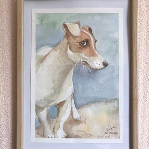 Jack Russell Dog Original watercolor painting, Dog portrait painting