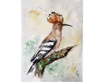 Hoopoe Original Watercolour Painting, Bird Art