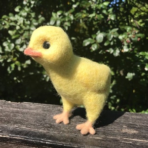 Needle felted chicken, yellow