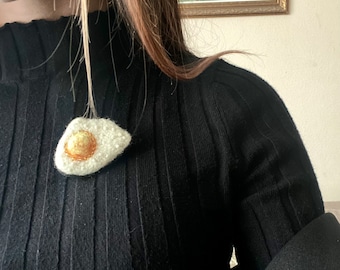 Needle felted Fried Eggs brooch