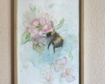 Bumblebee Watercolour Painting,Original Watercolour Art