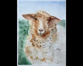 Sheep Original Watercolour Painting,Sheep Art
