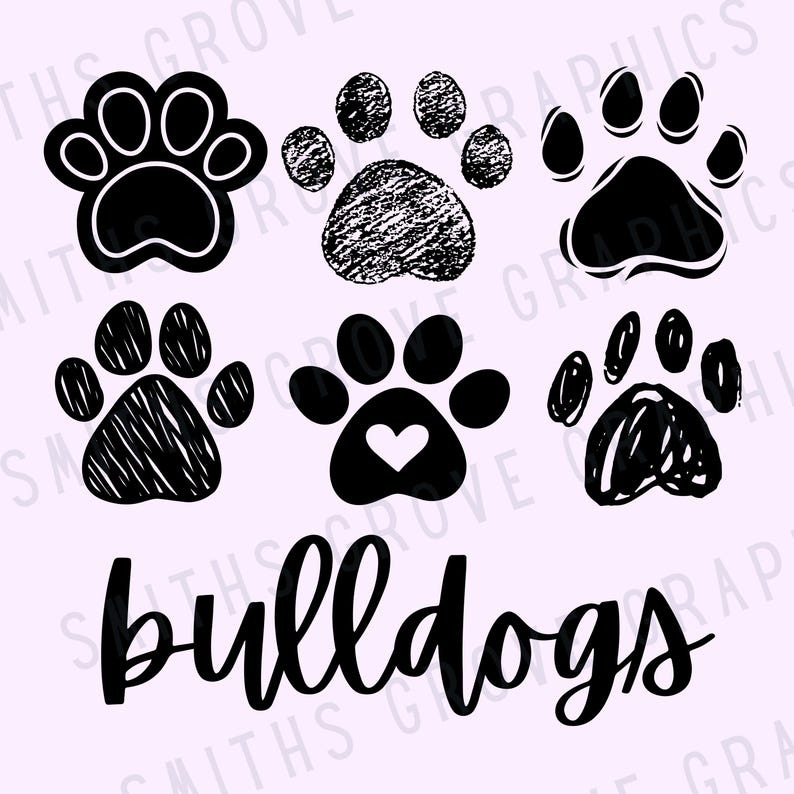 Bulldogs Paw Print PNG Bundle: School Spirit Sublimation (digital ...