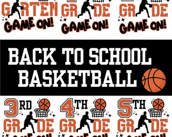 Basketball Back to School PNG Bundle: Grade Level Shirt Designs