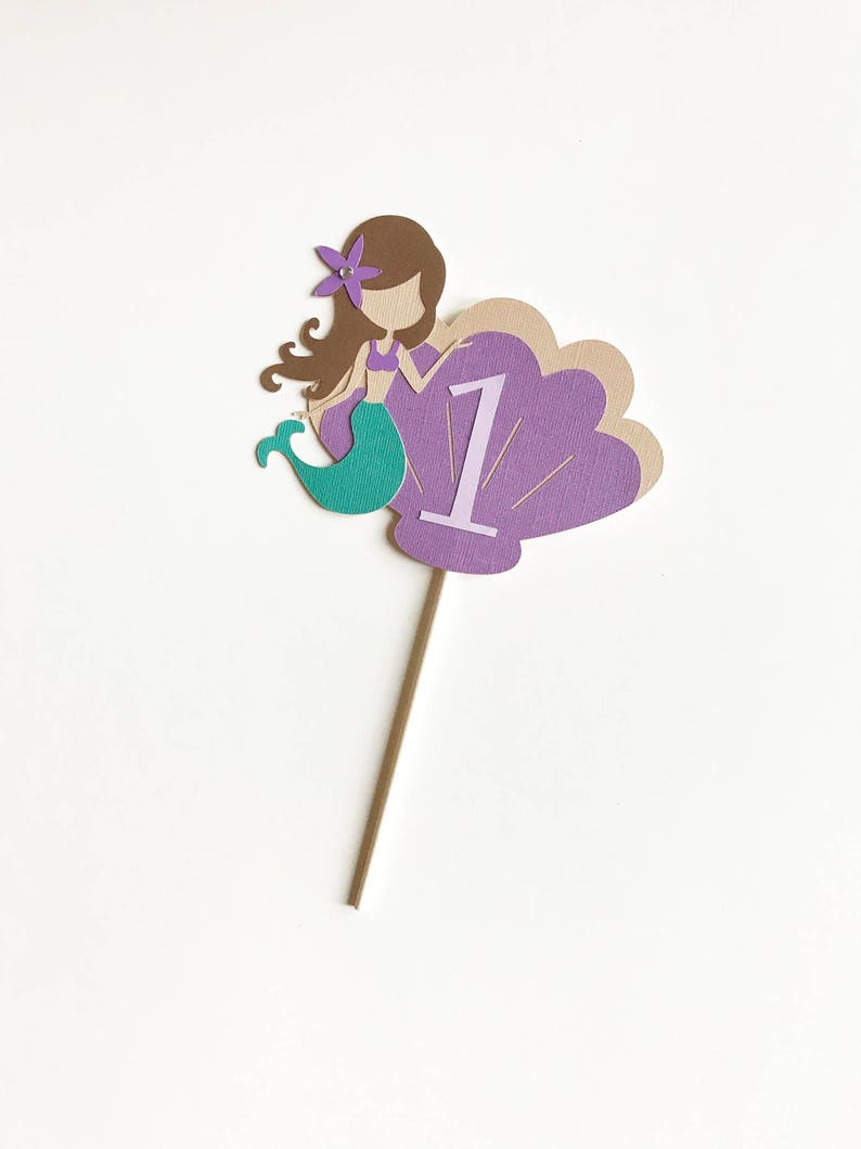 Mermaid Topper First Birthday Cake Topper Mermaid Cake Topper Purple and Aqua Party Under the Sea Mermaid Cake Topper Mermaid Party