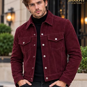 Men's Navy Blue Vintage Trucker Jacket, Handmade Style Button Front Casual Bomber Coat, Classic Retro Jacket