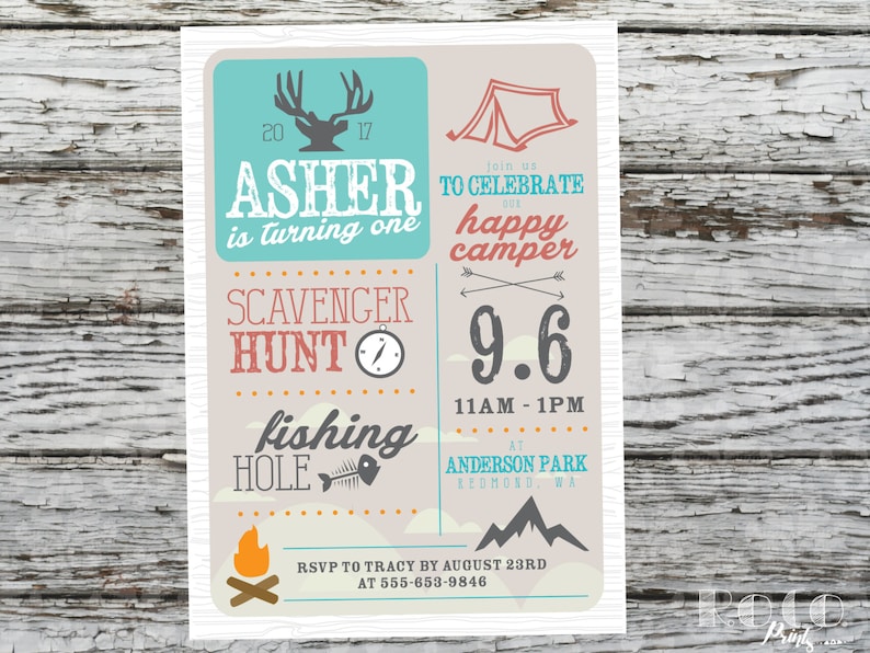 Kids Camping Birthday Party Invitation | Etsy