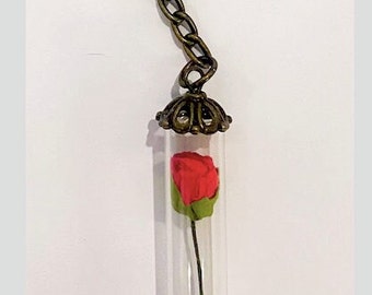 Rose in a Glass Keychain