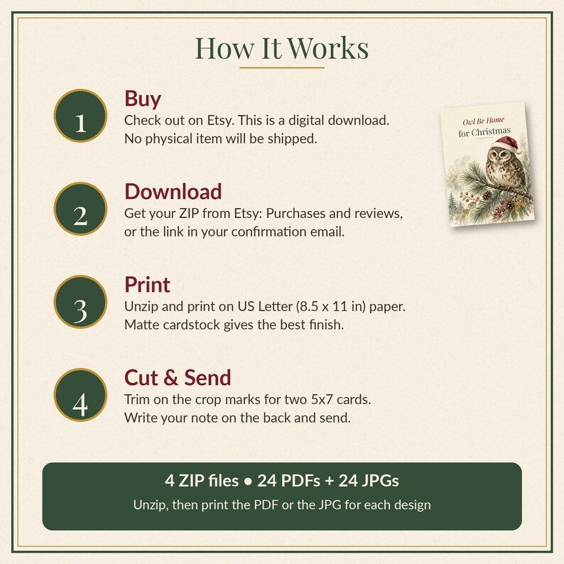Printable Christmas Card Bundle, 24 Designs, 5x7 imagen 6