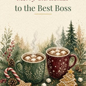 Printable Christmas Card for Boss, Best Boss, 5x7 image 2