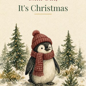 Printable Christmas Card for Coworker, Funny Penguin, 5x7 imagen 2