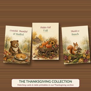 Thankful for You Card Printable, Fox Thanksgiving Card, Fall Watercolor 5x7 image 6