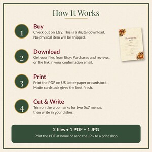 Thanksgiving Menu Card Printable, Fill-In Fall Dinner Menu, Autumn Table Decor 5x7 image 4