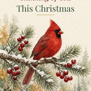 Thinking of You This Christmas Printable Card, 5x7 imagen 2
