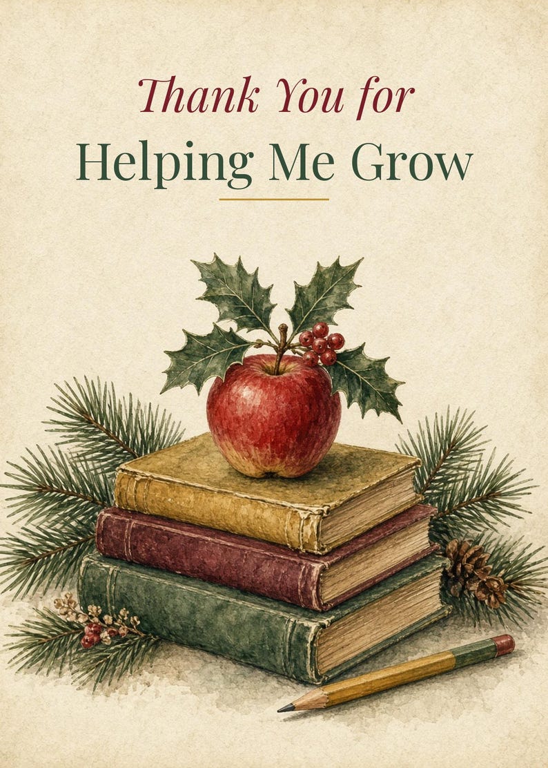 Thank You for Helping Me Grow Teacher Christmas Card, 5x7 image 2
