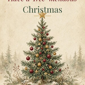 Tree-mendous Christmas Printable Card, Tree Pun, 5x7 image 2