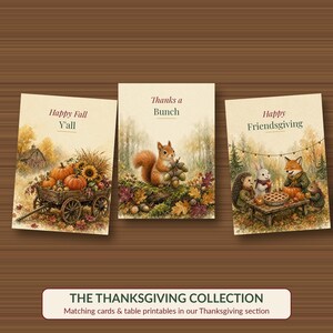 Grateful Thankful Stuffed Thanksgiving Card Printable, Funny Bear and Pie, 5x7 image 6