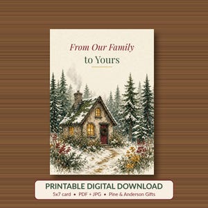 From Our Family to Yours Printable Christmas Card, 5x7 imagen 1