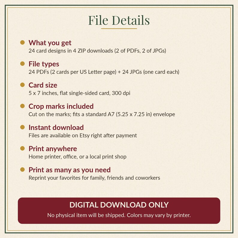 Printable Christmas Card Bundle, 24 Designs, 5x7 imagen 7