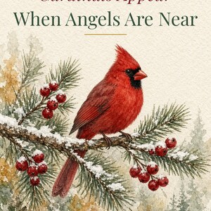 Cardinal Memorial Christmas Card, Printable Sympathy, 5x7 image 2