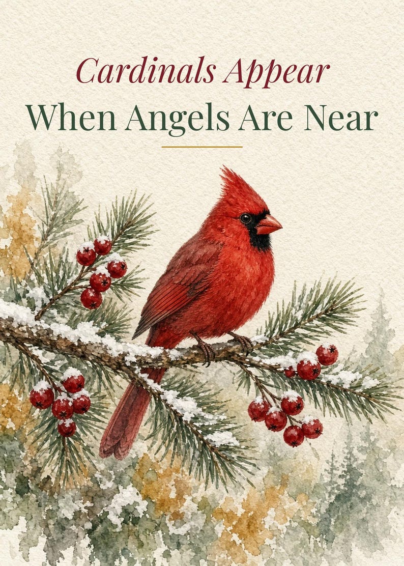 Cardinal Memorial Christmas Card, Printable Sympathy, 5x7 image 2