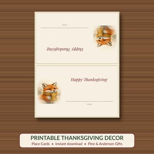 Thanksgiving Place Cards Printable, Woodland Tent Name Cards, Fall Table Decor