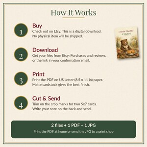 Grateful Thankful Stuffed Thanksgiving Card Printable, Funny Bear and Pie, 5x7 image 4