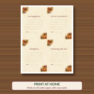 What Are You Thankful For Cards Printable, Thanksgiving Gratitude Game, Fall Activity image 3