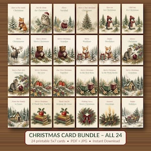 Printable Christmas Card Bundle, 24 Designs, 5x7 imagen 1
