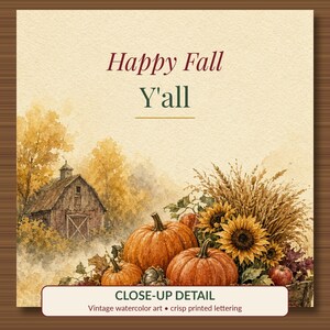 Happy Fall Yall Card Printable, Pumpkin Wagon Harvest Card, Rustic Autumn 5x7 image 2